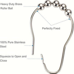 12pcs Rustproof Metal Shower Curtain Hook Bathroom Accessories