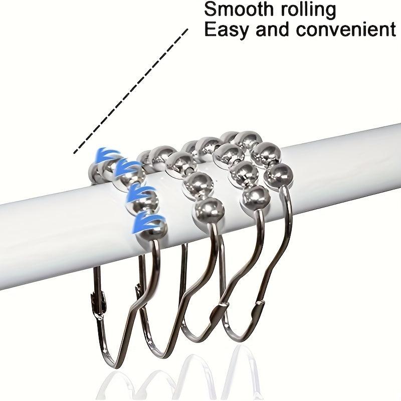 12pcs Rustproof Metal Shower Curtain Hook Bathroom Accessories