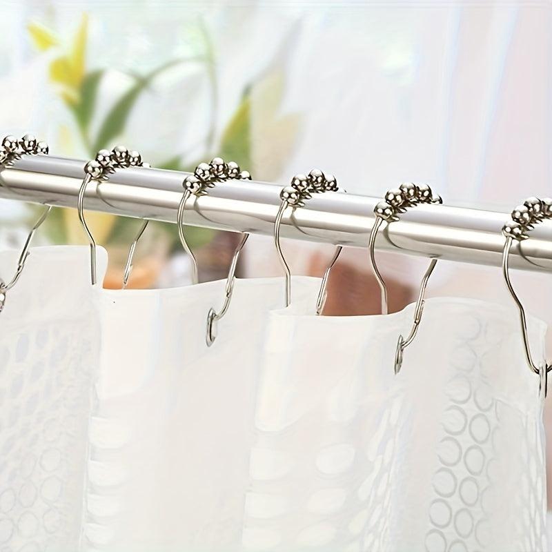 12pcs Rustproof Metal Shower Curtain Hook Bathroom Accessories
