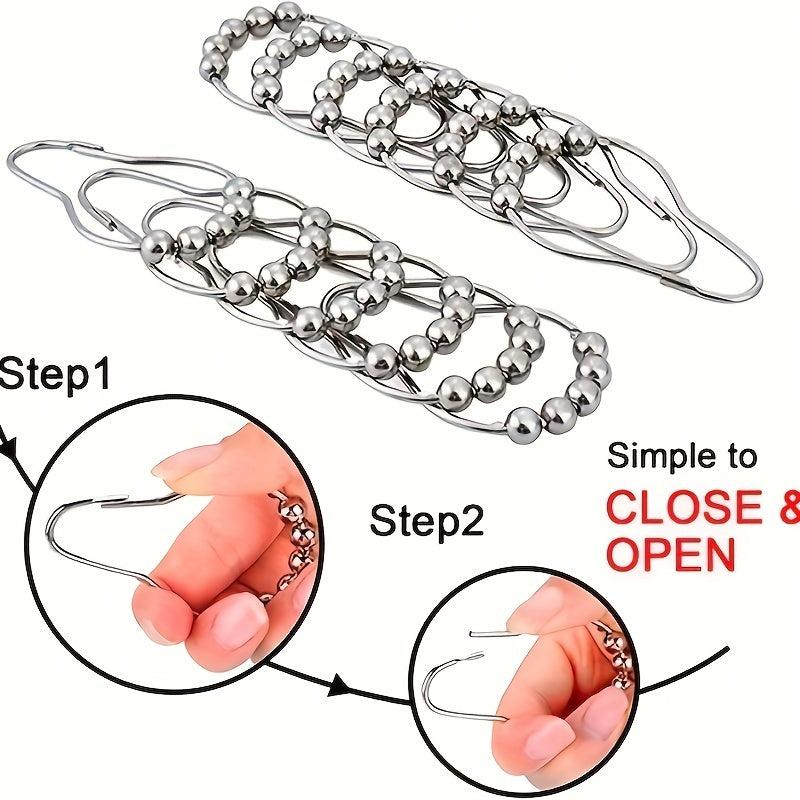 12pcs Rustproof Metal Shower Curtain Hook Bathroom Accessories
