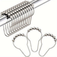 12pcs Rustproof Metal Shower Curtain Hook Bathroom Accessories