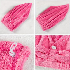 Coral Fleece Hair Drying Towel for Women Quick Drying Shower Cap
