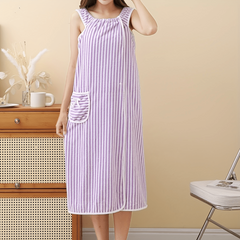 Women's Striped Bath Skirt and Towel Set, Quick Drying Spa Wrap