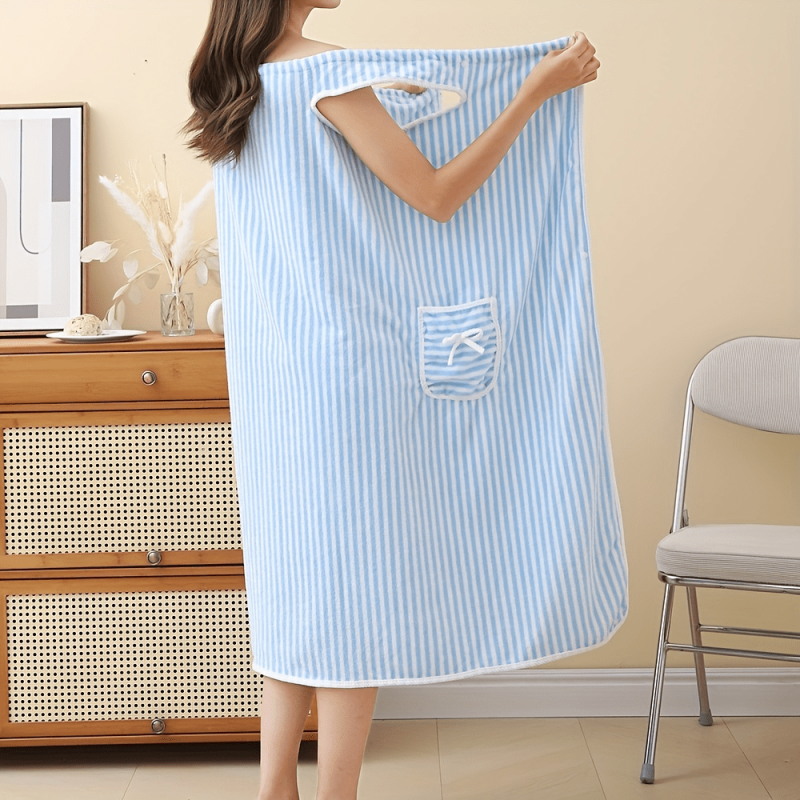 Women's Striped Bath Skirt and Towel Set, Quick Drying Spa Wrap