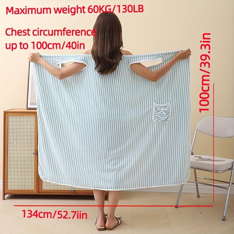 Women's Striped Bath Skirt and Towel Set, Quick Drying Spa Wrap