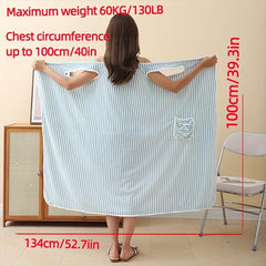 Women's Striped Bath Skirt and Towel Set, Quick Drying Spa Wrap