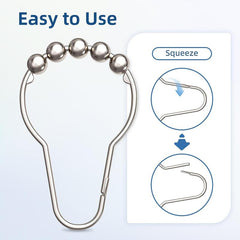 12pcs Gourd Design Shower Curtain Hook Stainless Steel Bathroom Acces