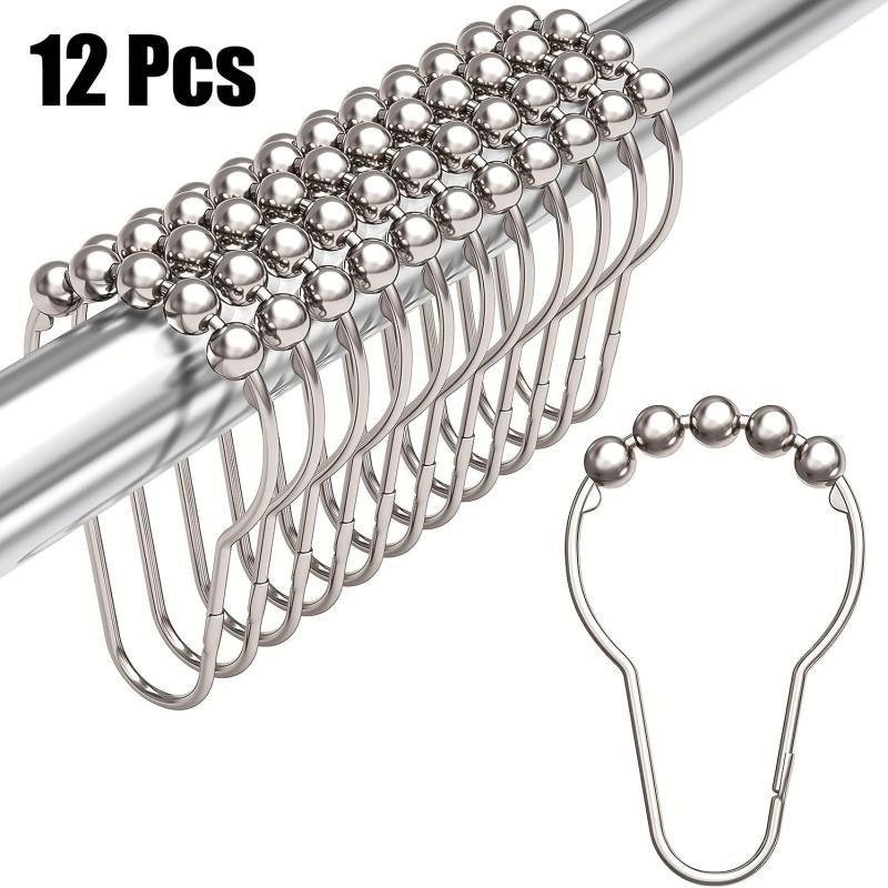 12pcs Gourd Design Shower Curtain Hook Stainless Steel Bathroom Acces
