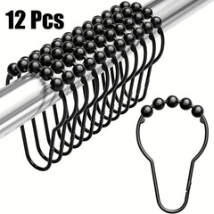 12pcs Gourd Design Shower Curtain Hook Stainless Steel Bathroom Acces