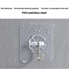 10pcs Transparent Adhesive Hooks for Home, Bathroom Storage Rack