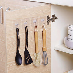 10pcs Transparent Adhesive Hooks for Home, Bathroom Storage Rack