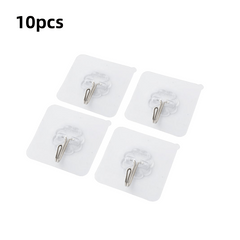 10pcs Transparent Adhesive Hooks for Home, Bathroom Storage Rack