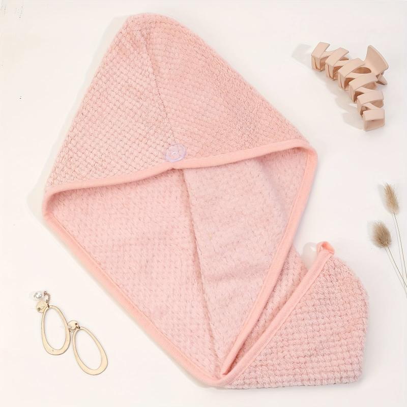 Microfiber Hair Towel with Button for Quick Drying