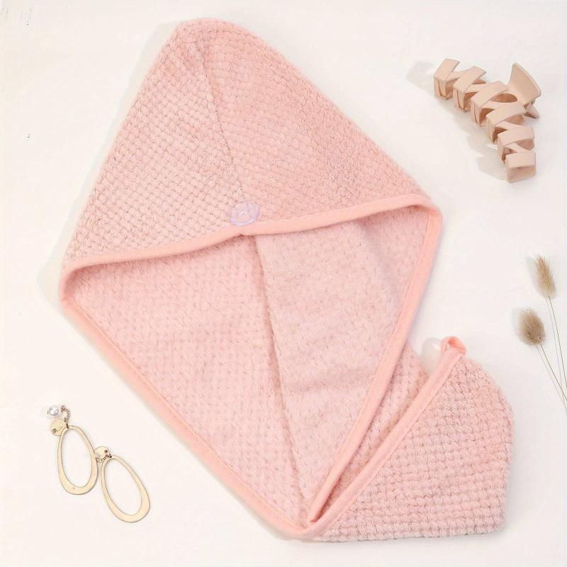 Microfiber Hair Towel with Button for Quick Drying