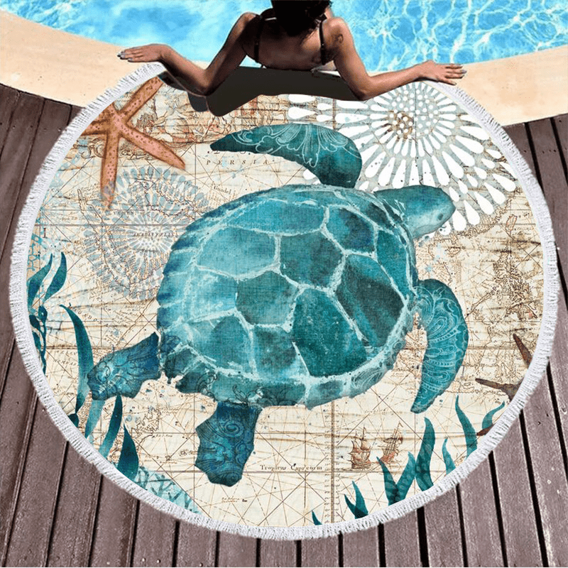 Large Round Beach Towel Quick Dry Microfiber Lightweight Beach Towel