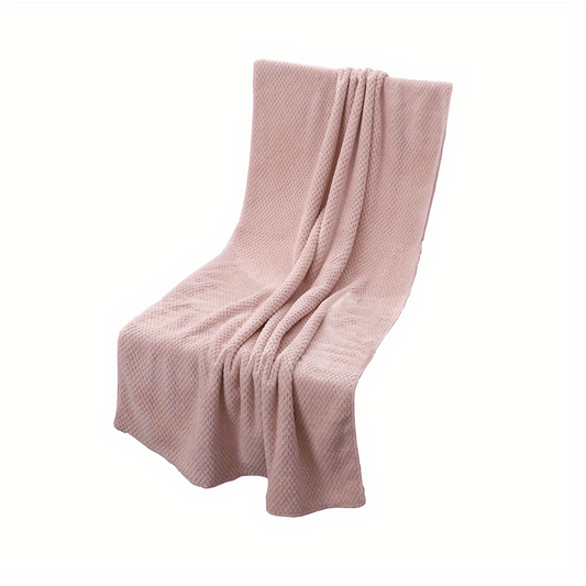 Soft Coral Fleece Bath Towel, Solid Color, Absorbent, Skin-Friendly