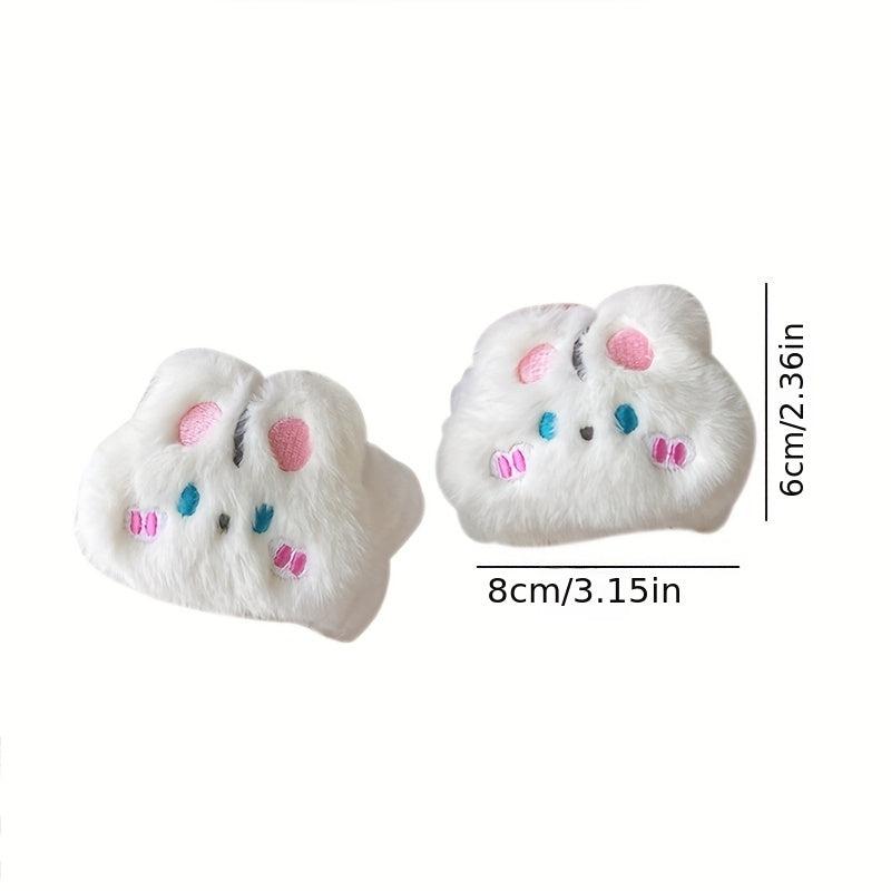 2pcs Rabbit Hair Soft Wrist Washband Set for Makeup & Spa