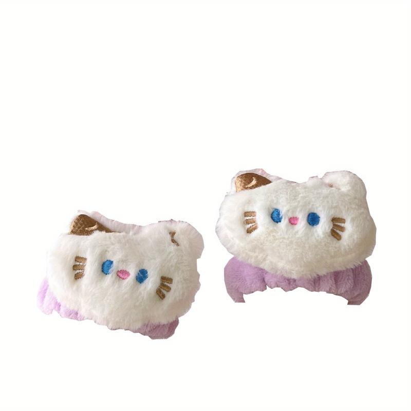 2pcs Rabbit Hair Soft Wrist Washband Set for Makeup & Spa