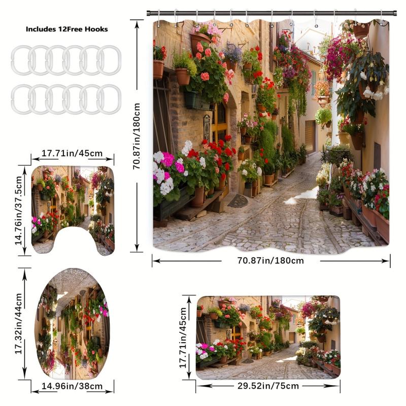European Street Scene Shower Curtain Set