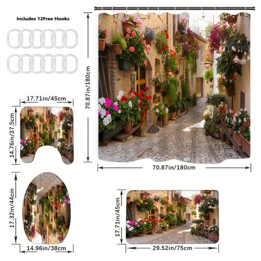 European Street Scene Shower Curtain Set