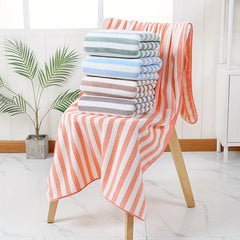 2pcs Striped Hand Towel Bath Towel Lightweight Microfiber Face Towel
