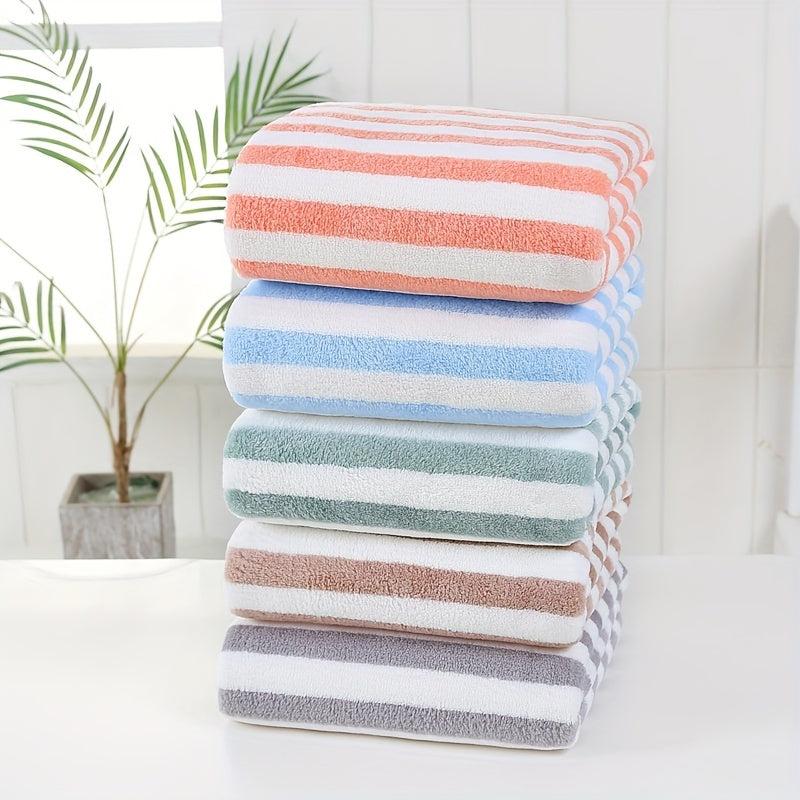 2pcs Striped Hand Towel Bath Towel Lightweight Microfiber Face Towel