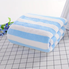 2pcs Striped Hand Towel Bath Towel Lightweight Microfiber Face Towel