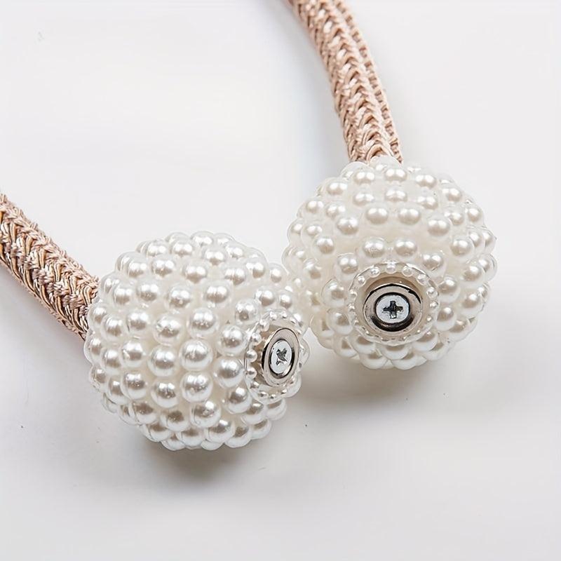 1PCS Pearl Curtain Magnetic Buckle Punching Installation Curtain Binding Strap