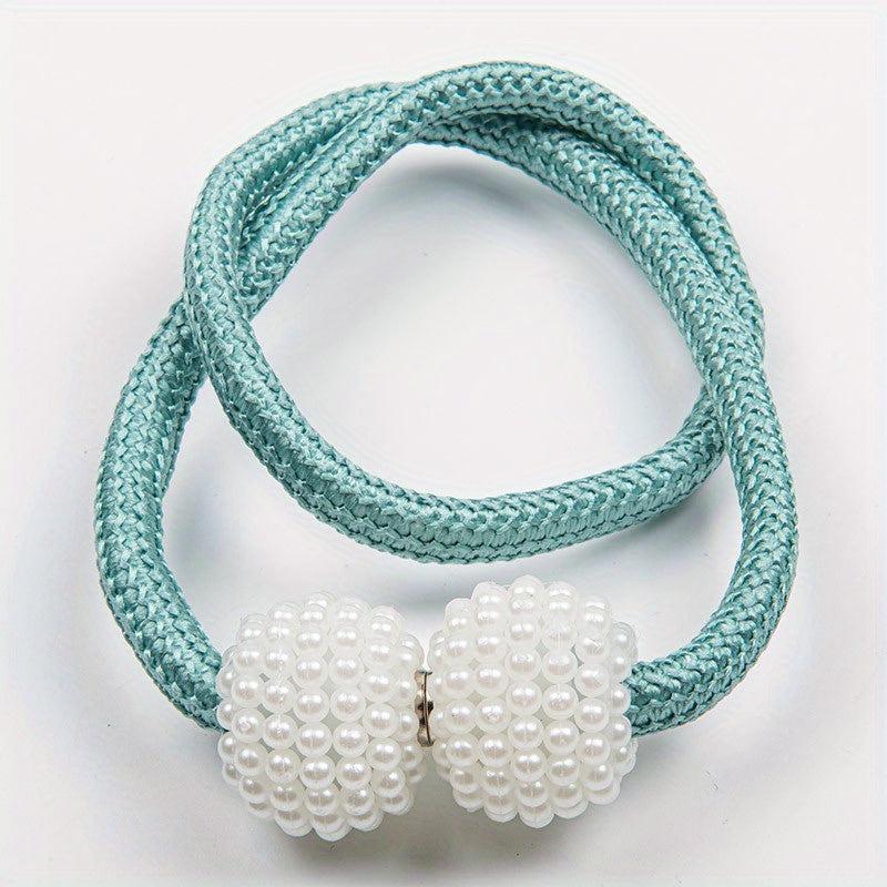 1PCS Pearl Curtain Magnetic Buckle Punching Installation Curtain Binding Strap