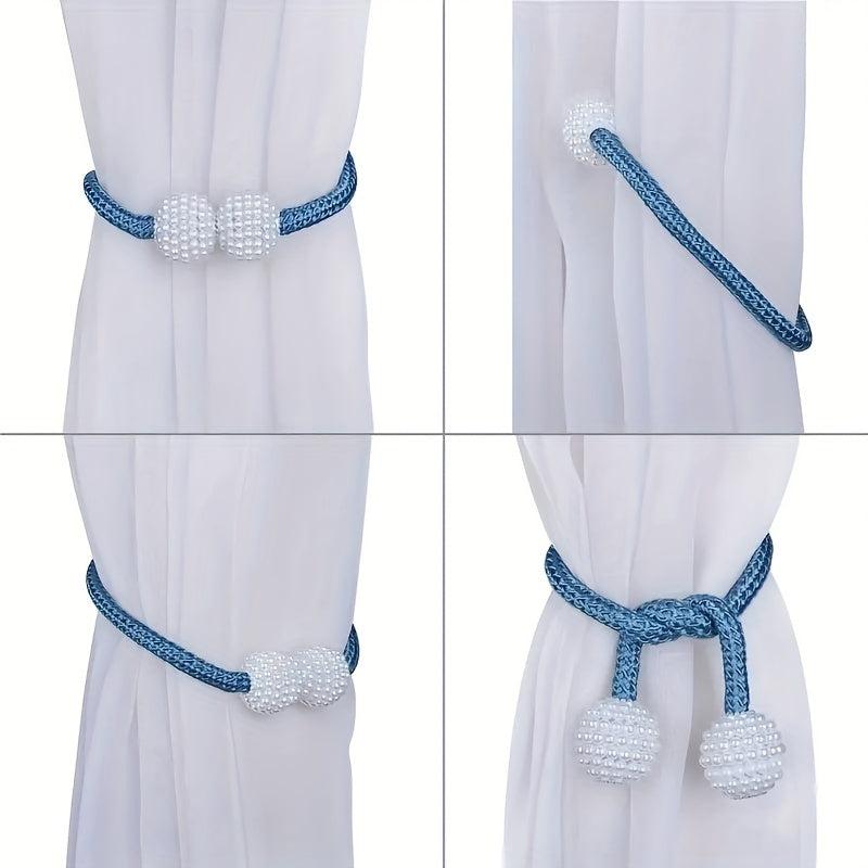1PCS Pearl Curtain Magnetic Buckle Punching Installation Curtain Binding Strap