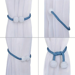 1PCS Pearl Curtain Magnetic Buckle Punching Installation Curtain Binding Strap