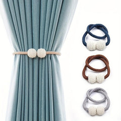 1PCS Pearl Curtain Magnetic Buckle Punching Installation Curtain Binding Strap