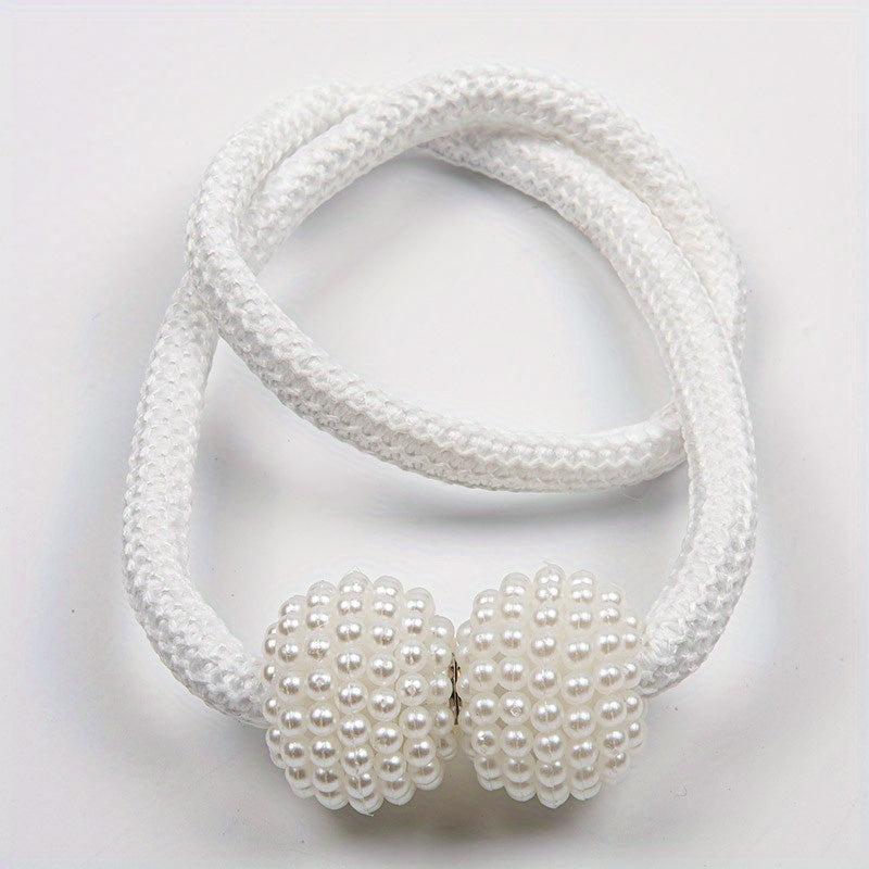 1PCS Pearl Curtain Magnetic Buckle Punching Installation Curtain Binding Strap