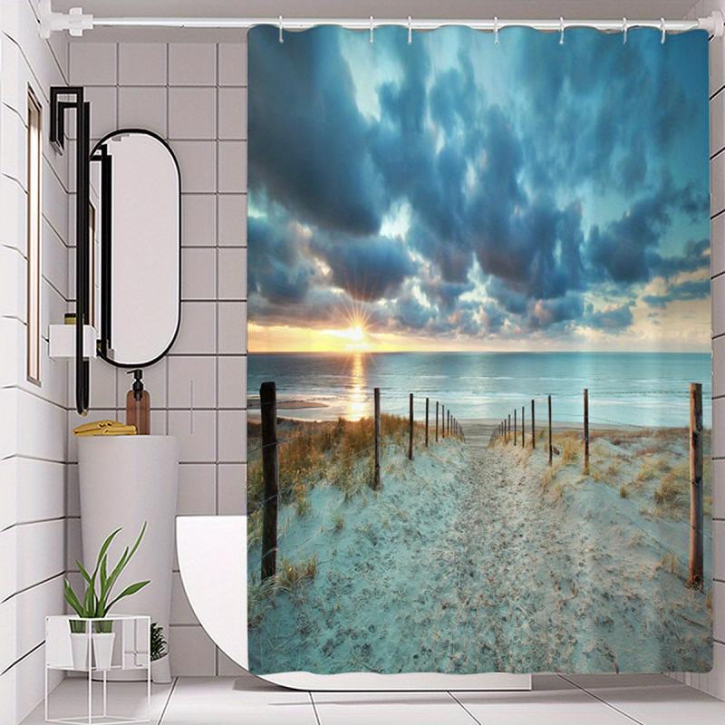Beach Landscape Shower Curtain Waterproof and Mildew Proof Bathroom Decor