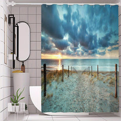 Beach Landscape Shower Curtain Waterproof and Mildew Proof Bathroom Decor
