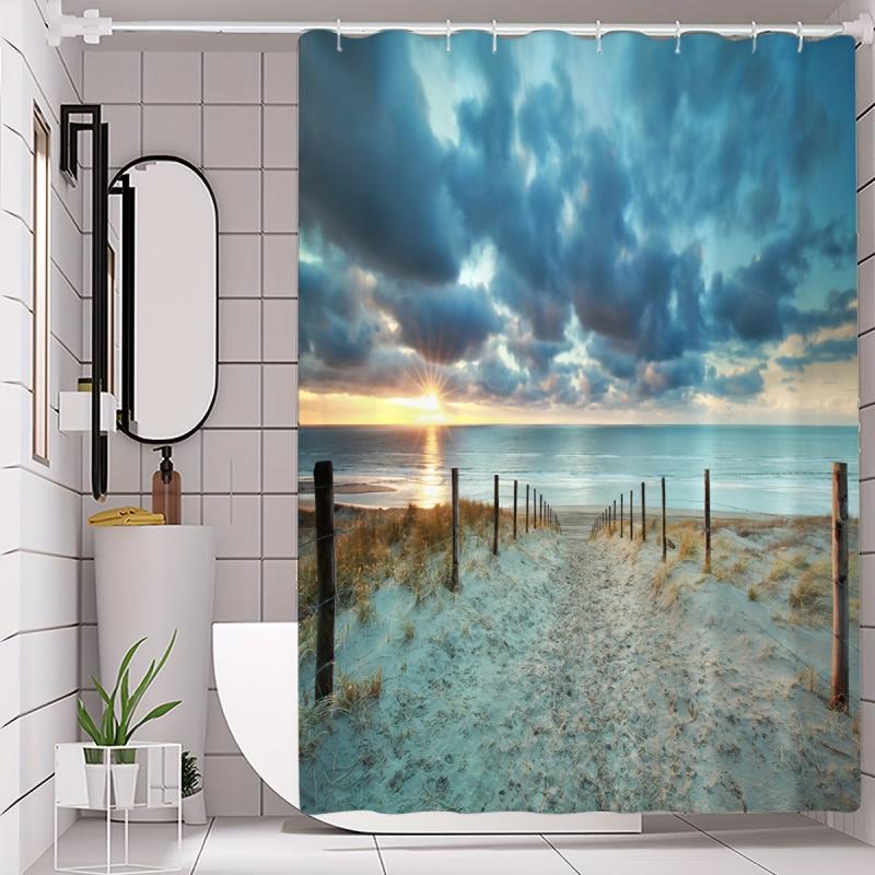 Beach Landscape Shower Curtain Waterproof and Mildew Proof Bathroom Decor