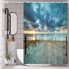 Beach Landscape Shower Curtain Waterproof and Mildew Proof Bathroom Decor
