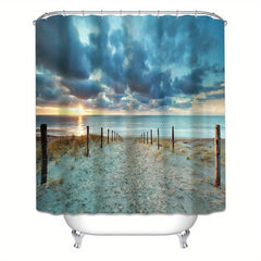 Beach Landscape Shower Curtain Waterproof and Mildew Proof Bathroom Decor