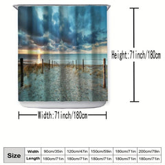 Beach Landscape Shower Curtain Waterproof and Mildew Proof Bathroom Decor