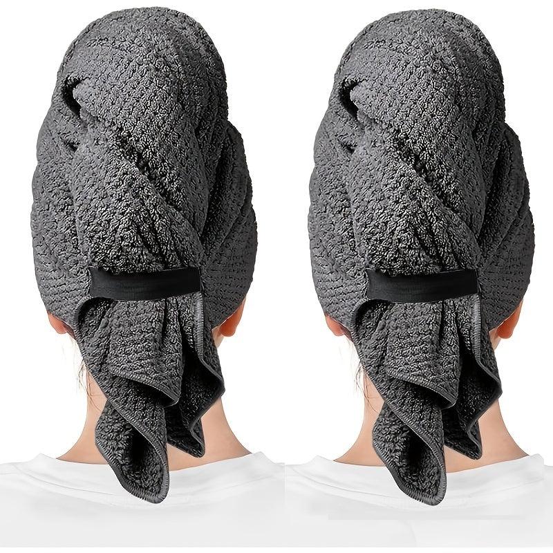2pcs Large Microfiber Hair Towel Wrap - Absorbent Hair Drying Towel