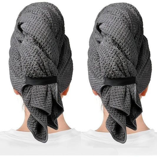 2pcs Large Microfiber Hair Towel Wrap - Absorbent Hair Drying Towel