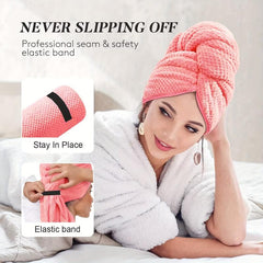2pcs Large Microfiber Hair Towel Wrap - Absorbent Hair Drying Towel