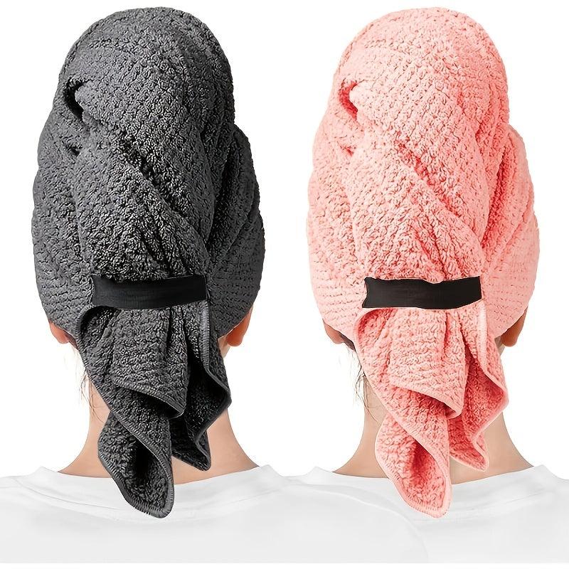 2pcs Large Microfiber Hair Towel Wrap - Absorbent Hair Drying Towel