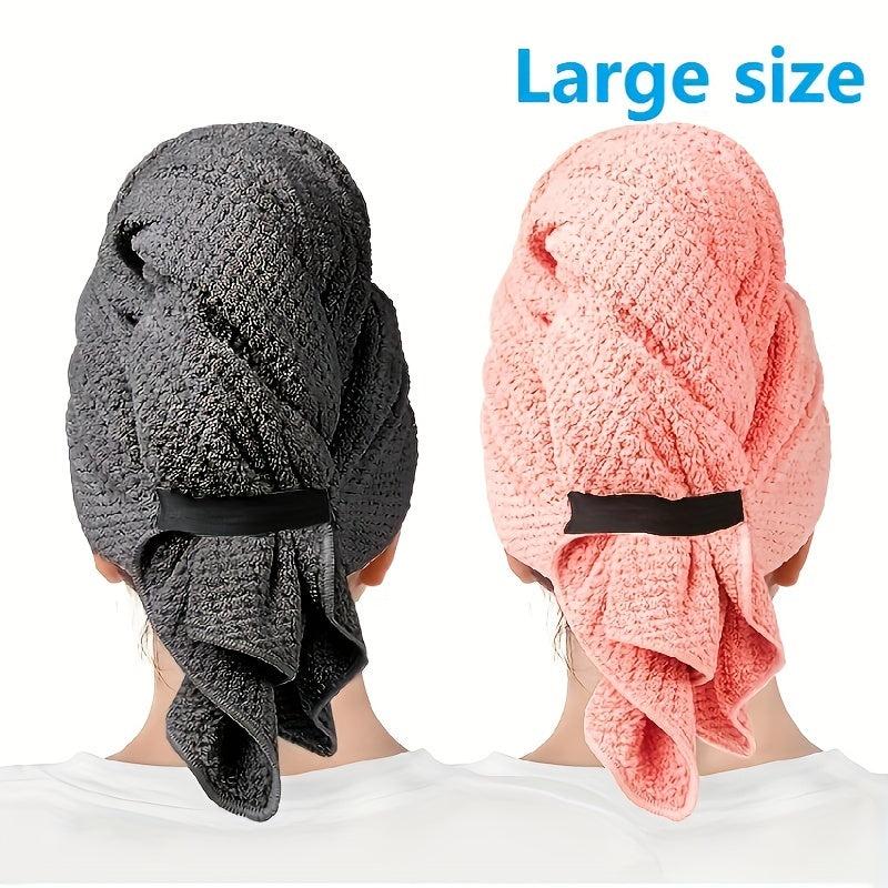 2pcs Large Microfiber Hair Towel Wrap - Absorbent Hair Drying Towel