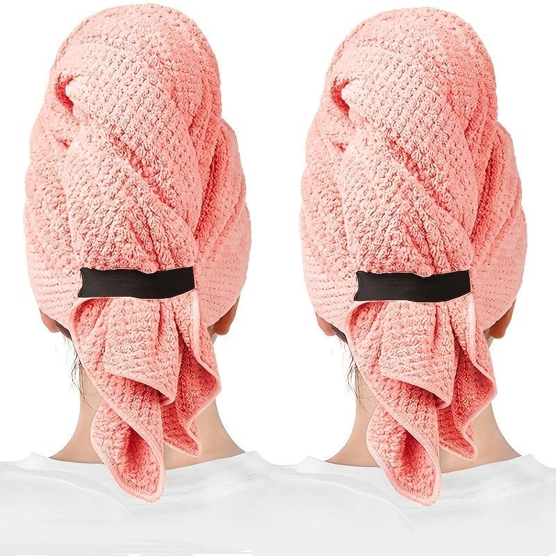 2pcs Large Microfiber Hair Towel Wrap - Absorbent Hair Drying Towel