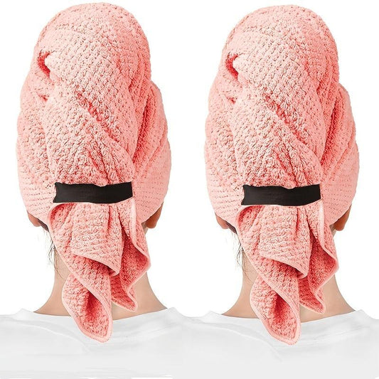 2pcs Large Microfiber Hair Towel Wrap - Absorbent Hair Drying Towel