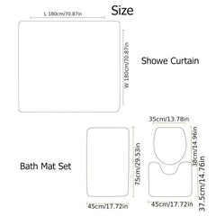 3pcs Marble Pattern Waterproof Shower Curtain & Rugs Set