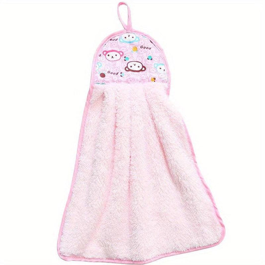 Pattern Hanging Towel Coral Fleece Quick-drying Hand Towel