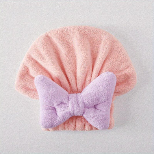 Soft Hair Towel Quick Drying Cap with Bow