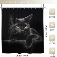 4pcs Cat Shower Curtain Set with Non-Slip Bathroom Rug